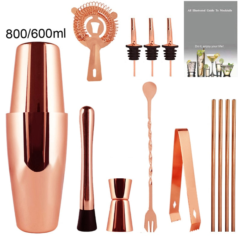 Black/Gold/Rose Gold Boston Cocktail Shaker Set 3-12 Pcs