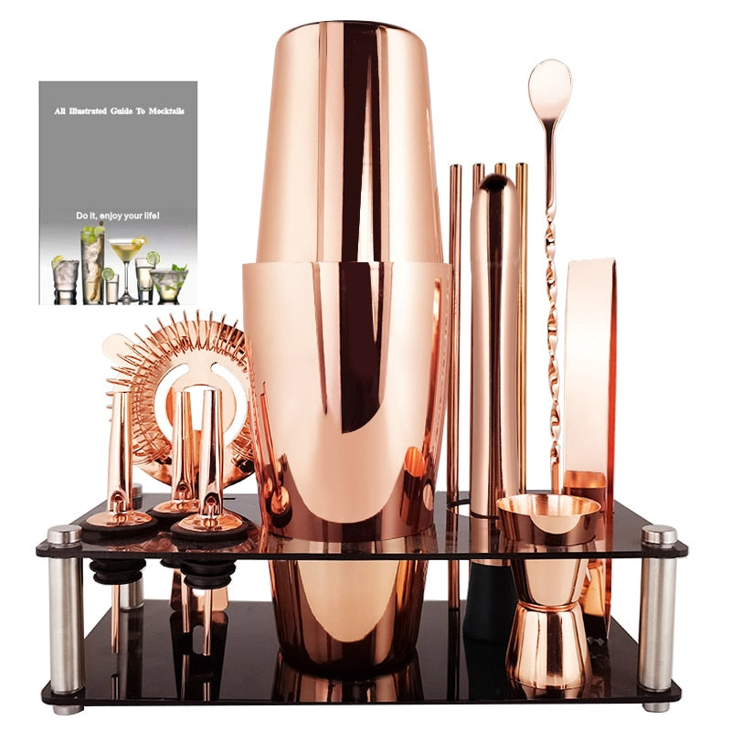 Black/Gold/Rose Gold Boston Cocktail Shaker Set 3-12 Pcs