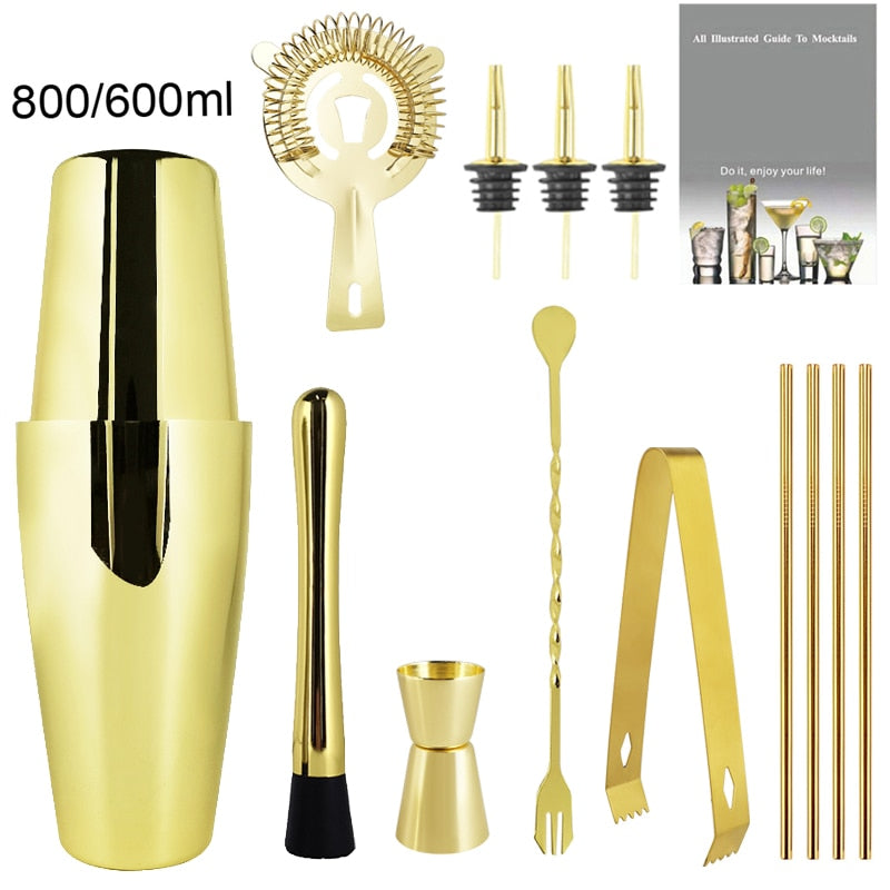 Black/Gold/Rose Gold Boston Cocktail Shaker Set 3-12 Pcs