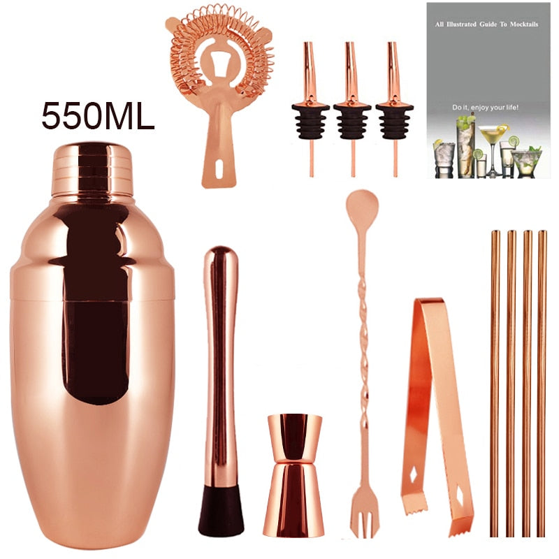 Black/Gold/Rose Gold Boston Cocktail Shaker Set 3-12 Pcs